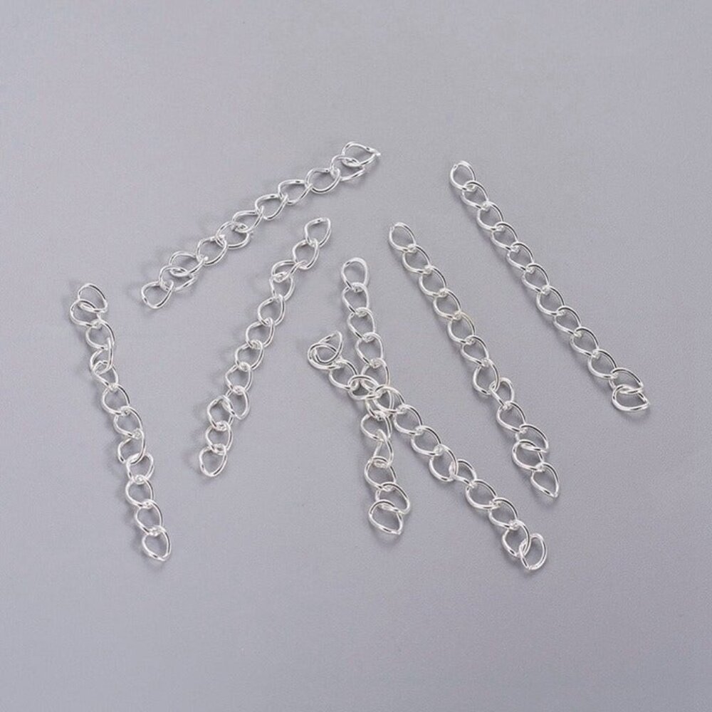 Silver Plated Twist Chain Extenders Ends